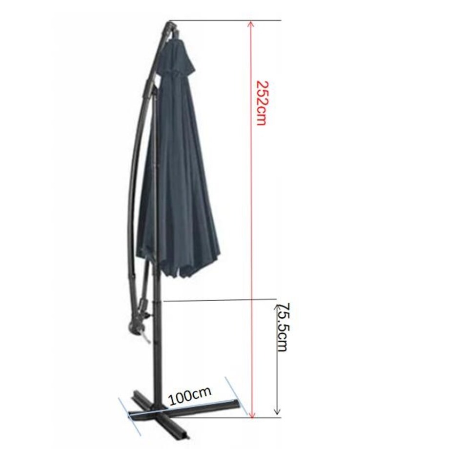 Parasol Ogrodowy Z Wysięgnikiem 350 Cm Duży Solidny Na Podstawie Składany