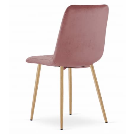 Krzesło Do Jadalni Kuchni Salonu Lava - Różowy Aksamit / Nogi Kolor Drewna X 4