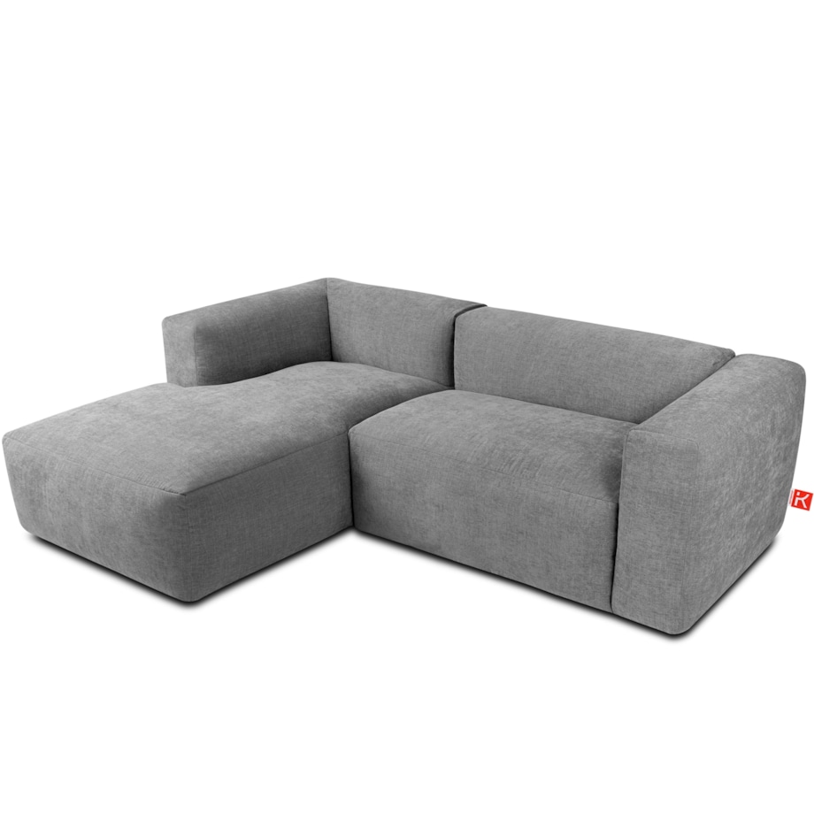 KONSIMO BUFFO Narożnik lewy 3/4-osobowy z wyjątkowo miękkim siedziskiem, kolor jasny popielaty