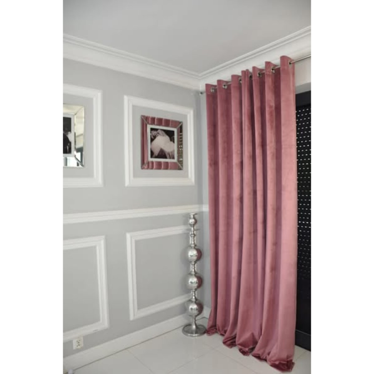 Zasłona welurowa gładka | 140x250 cm przelotki | brudny róż