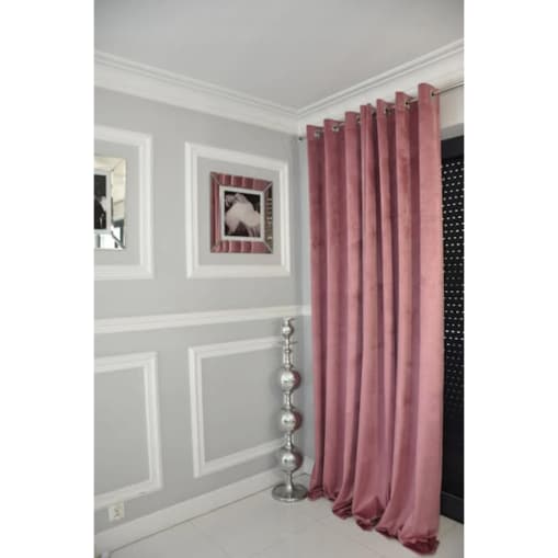 Zasłona welurowa gładka | 140x250 cm przelotki | brudny róż