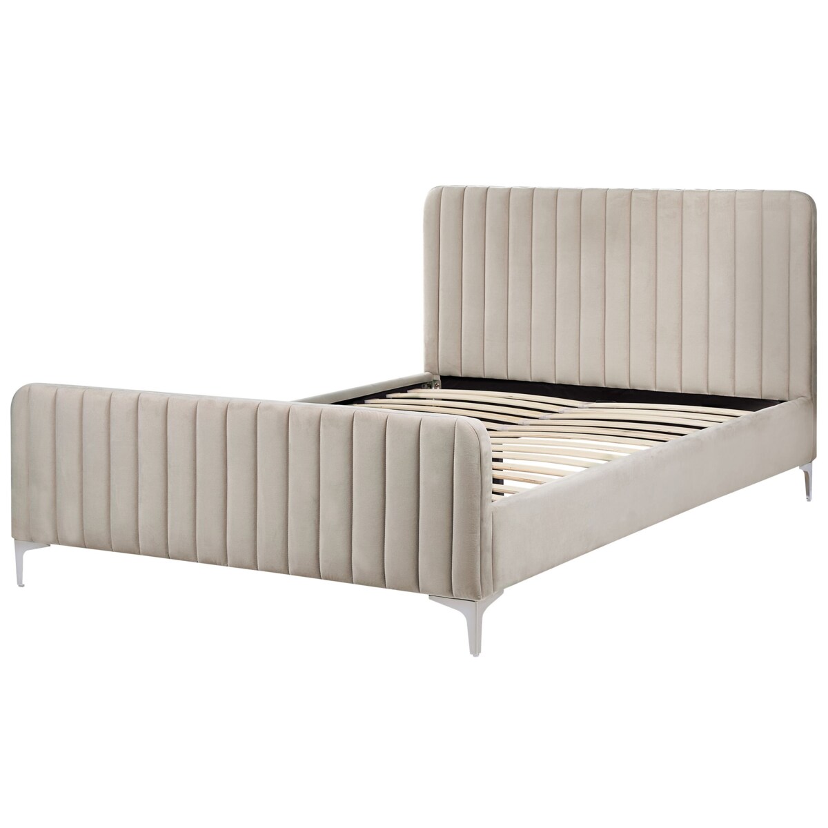 Łóżko welurowe 140 x 200 cm szare LUNAN