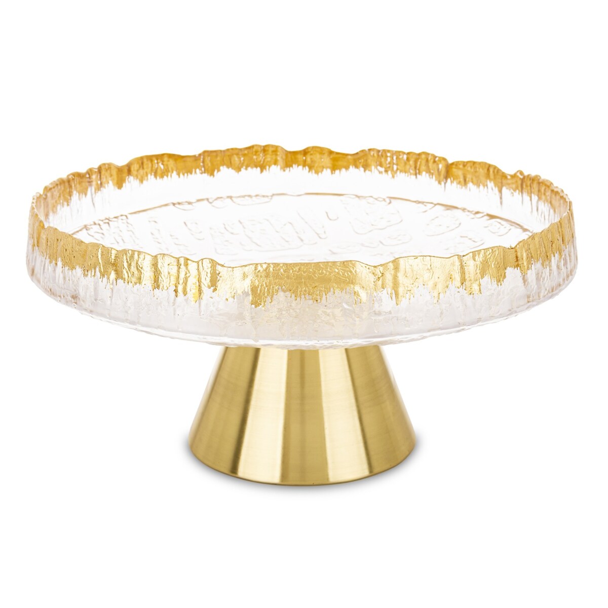 Patera szklana na złotej nóżce 15x30,5x30,5 cm SINHA