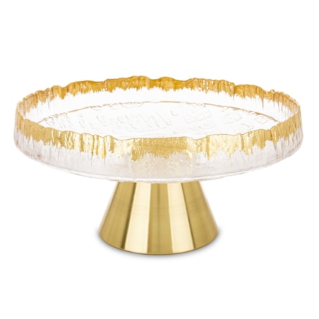 Patera szklana na złotej nóżce 15x30,5x30,5 cm SINHA