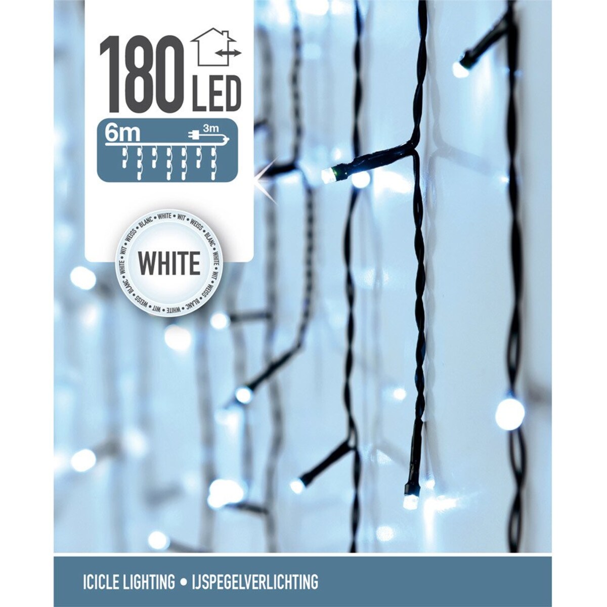 Kurtyna świetlna 180 LED, lampki w kolorze białym