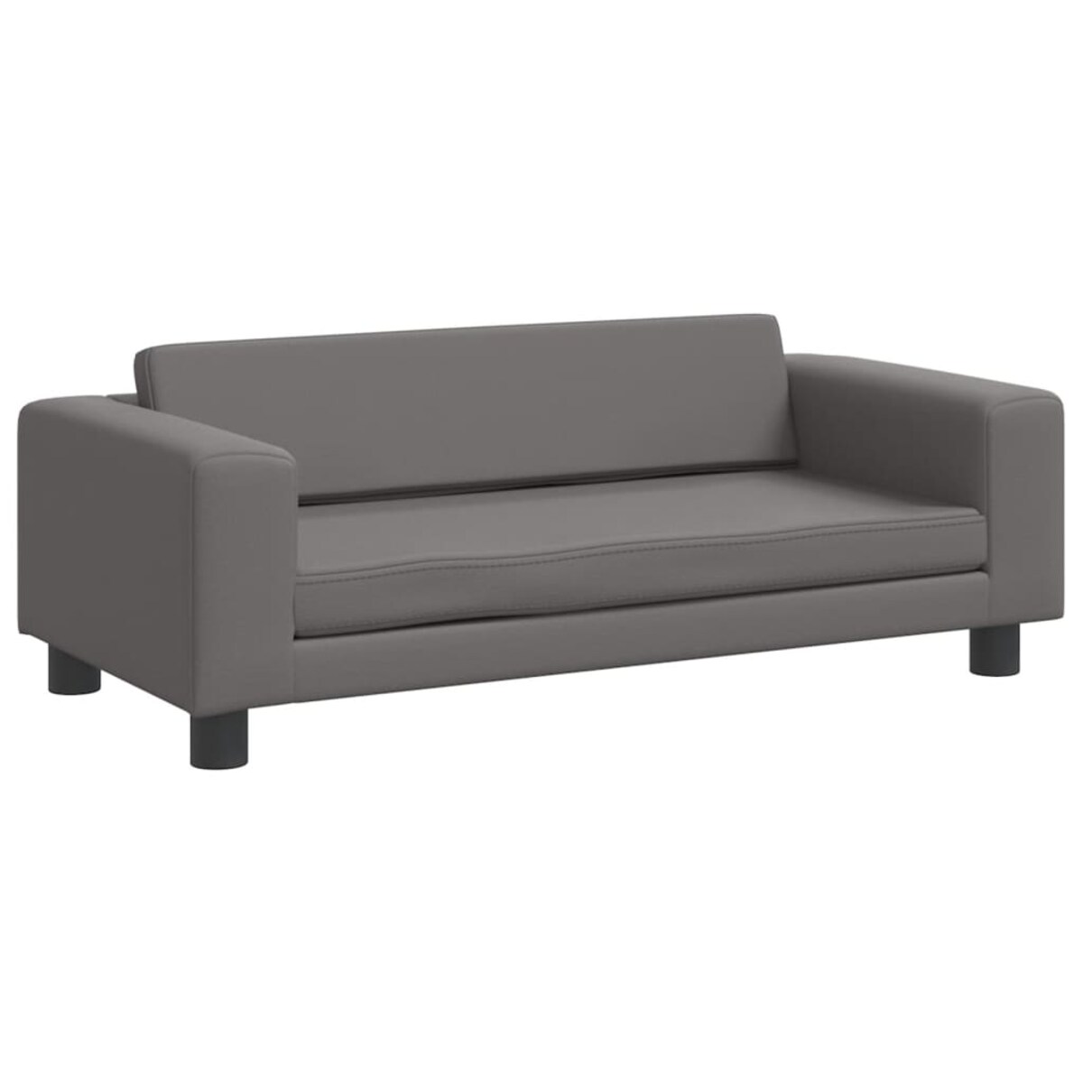 vidaXL Sofa dziecięca z podnóżkiem, szara, 100x50x30 cm, ekoskóra