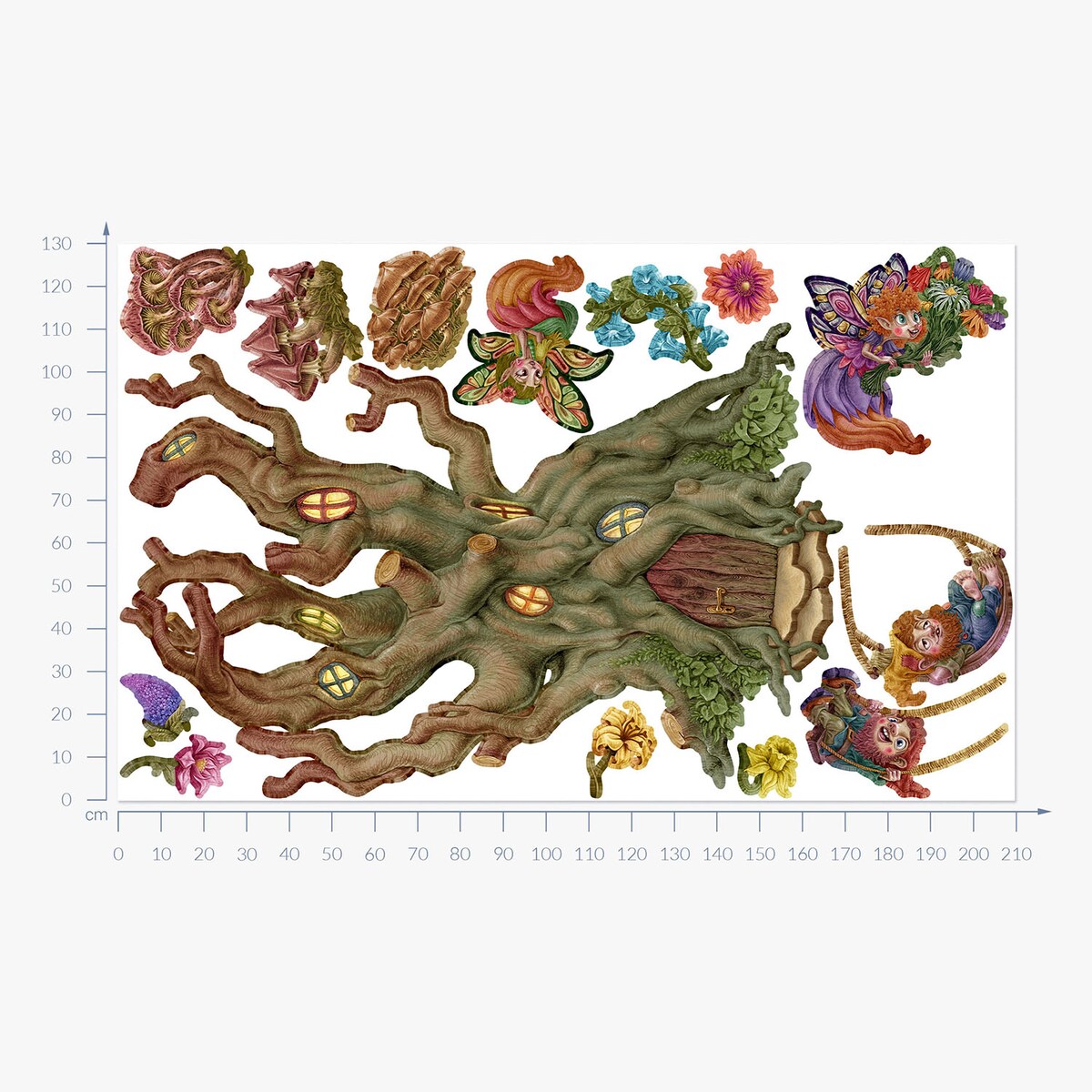 Zestaw naklejek na ścianę, Wróżkowy las, 130cm
