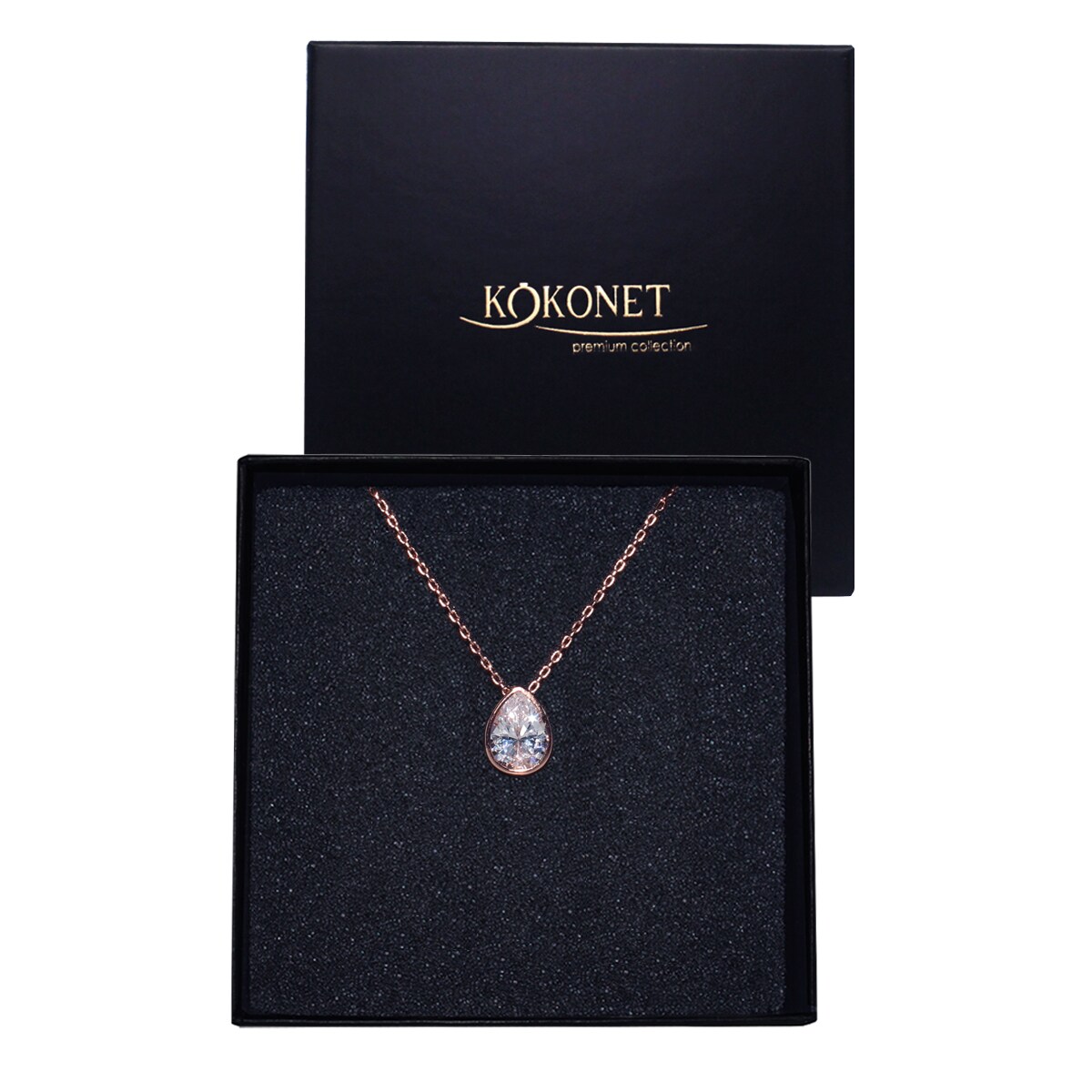 Naszyjnik rose gold regulowany ŁEZKA boho glam klasyczna biżuteria ŚLUB