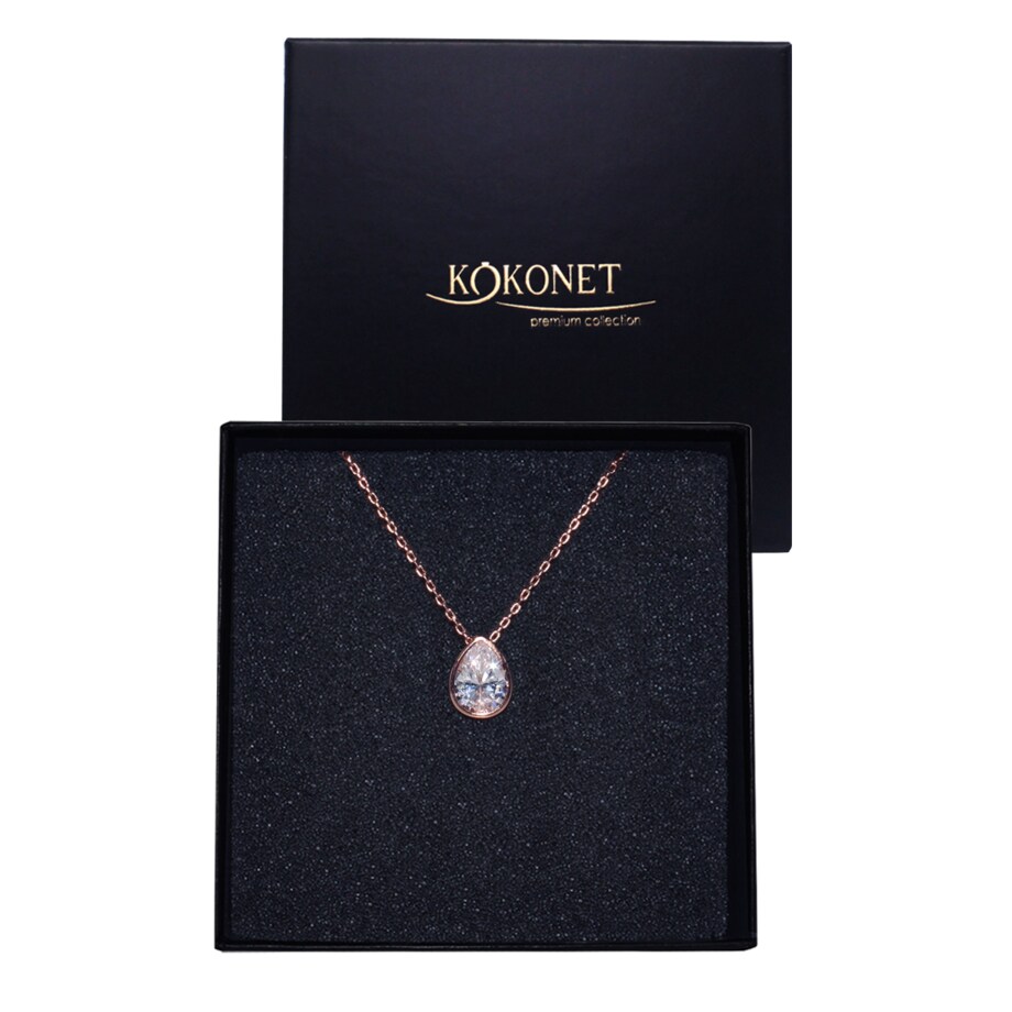 Naszyjnik rose gold regulowany ŁEZKA boho glam klasyczna biżuteria ŚLUB