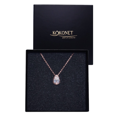 Naszyjnik rose gold regulowany ŁEZKA boho glam klasyczna biżuteria ŚLUB