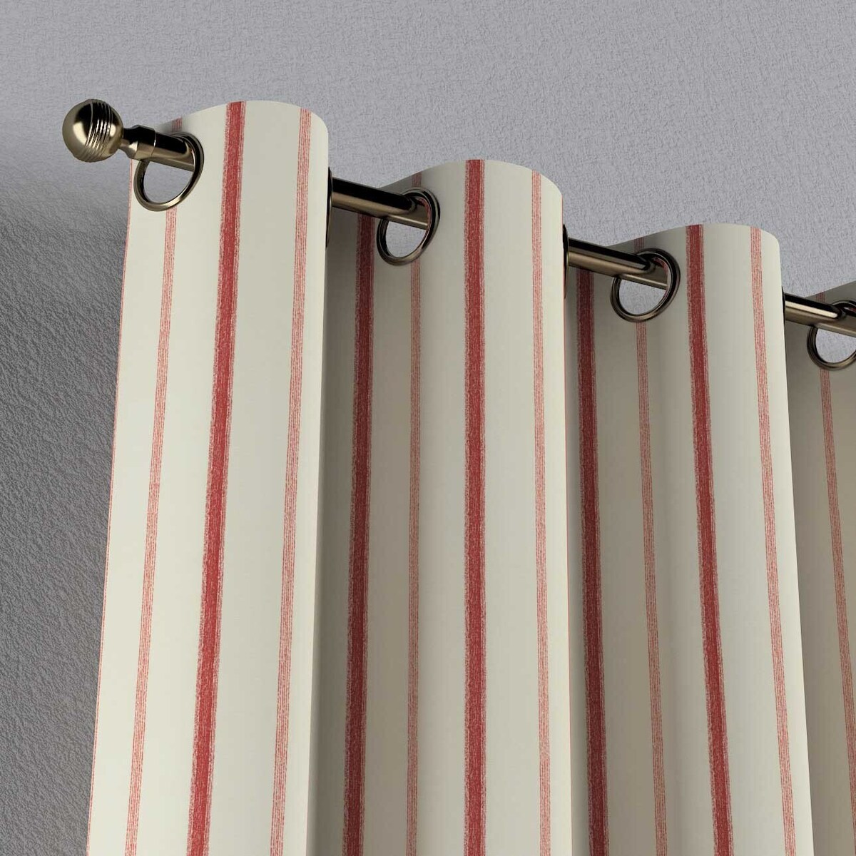 Zasłona na kółkach 1 szt. 130x260 czerwone paski na tle ecru