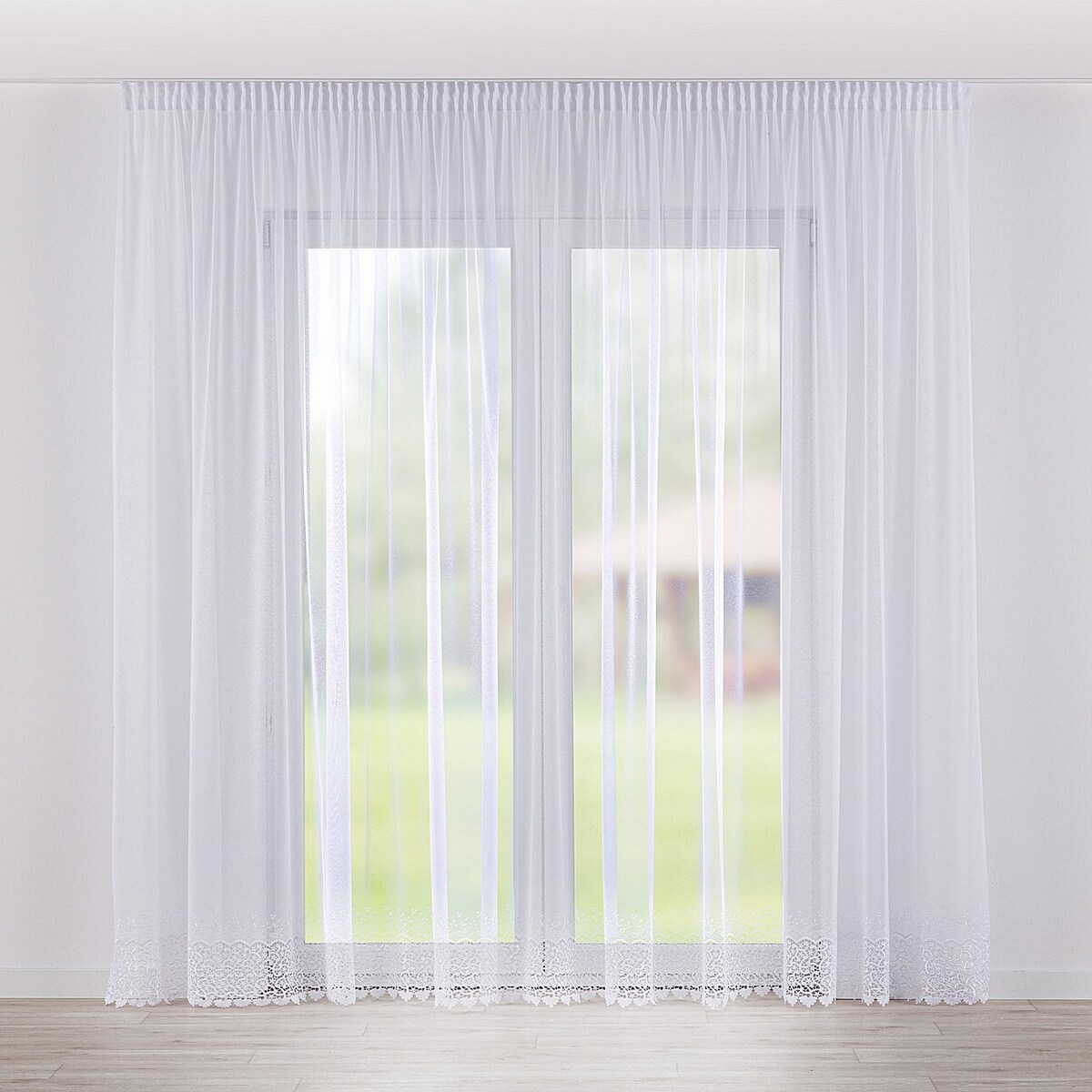 Firana na taśmie 300x245 biały ze wzorem