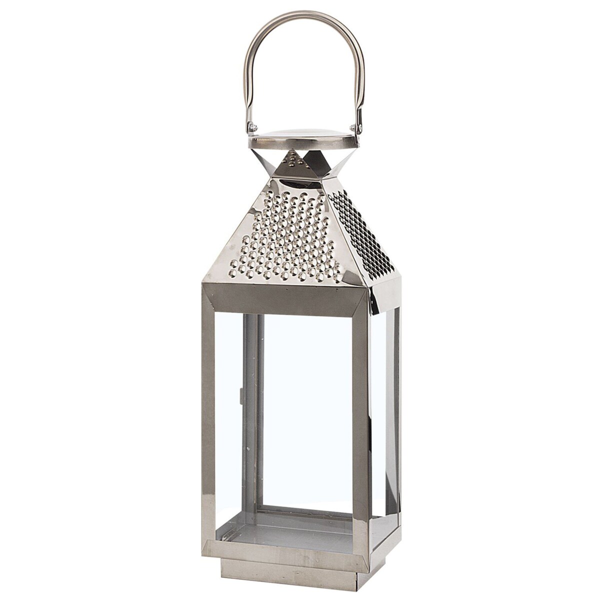 Lampion stalowy 40 cm srebrny BALI