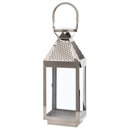 Lampion stalowy 40 cm srebrny BALI