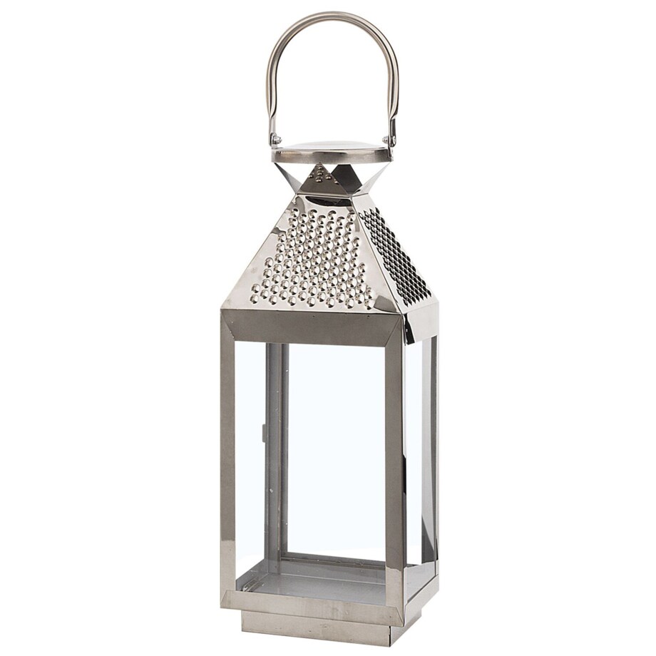 Lampion stalowy 40 cm srebrny BALI