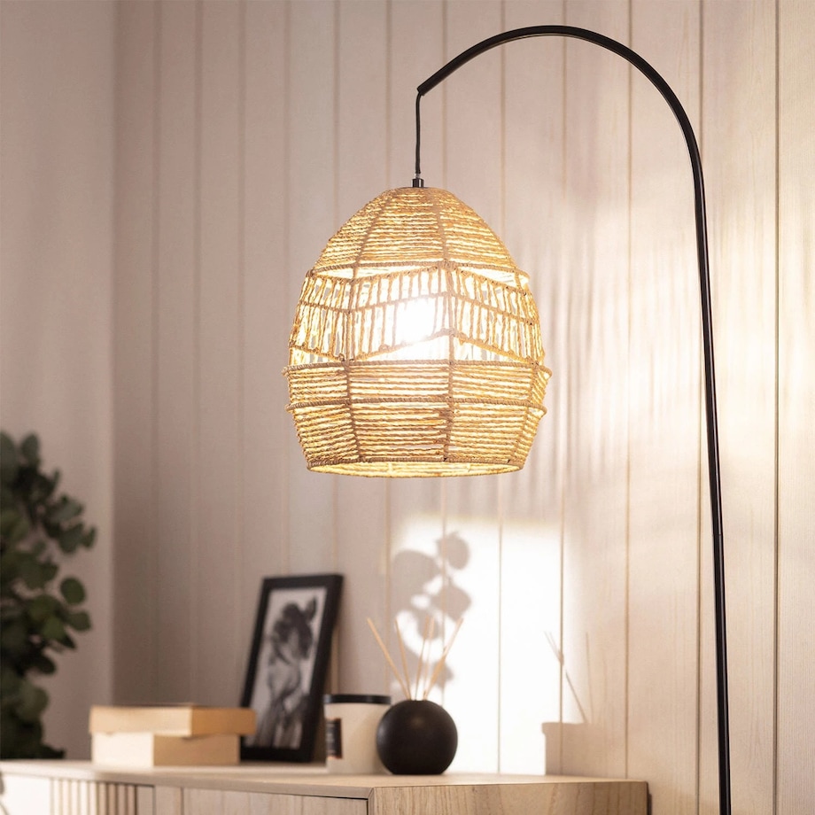 Lampa pogłogowa z plecionym kloszem Beyavo 166 cm