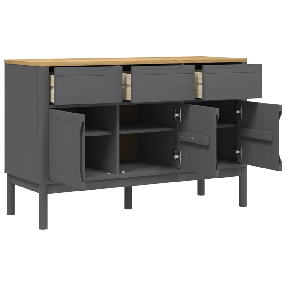 vidaXL Szafka FLORO, szara, 114x43x74 cm, lite drewno sosnowe