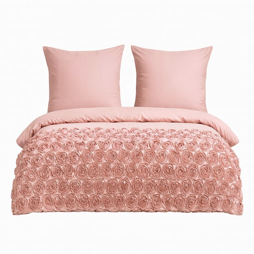 komplet pościeli "bella rosa" z aplikacją 3d róże mikrofibra 200x220 | róż