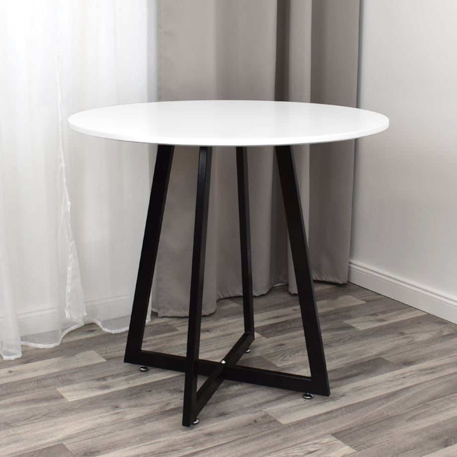 Stół okrągły 80 cm do salonu jadalni loftowy nowoczesny industrialny biały