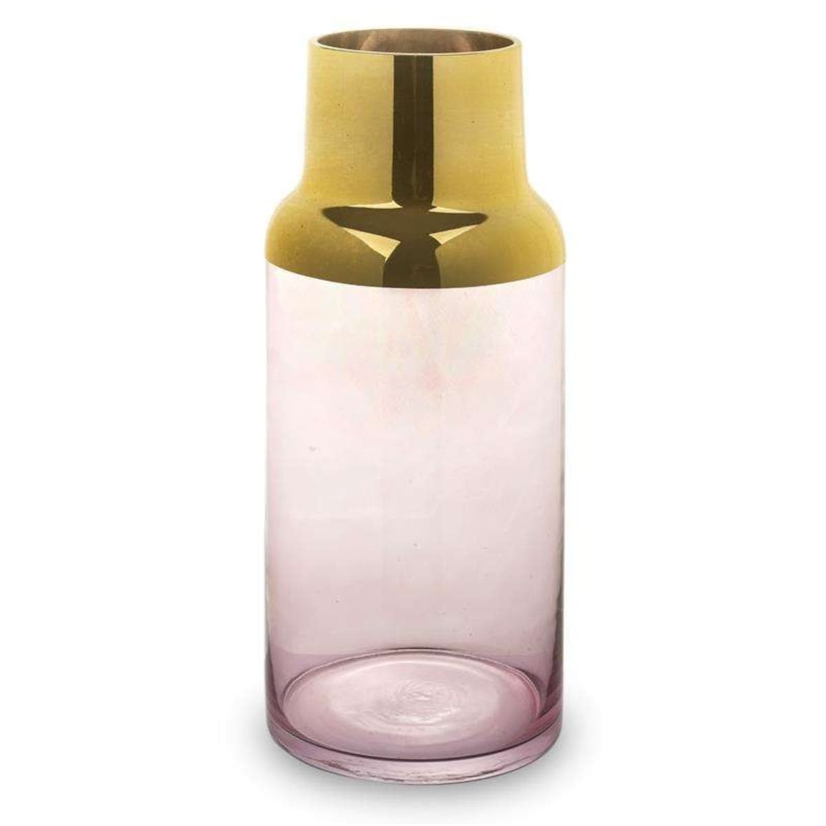 Wazon szklany różowy ze złotem