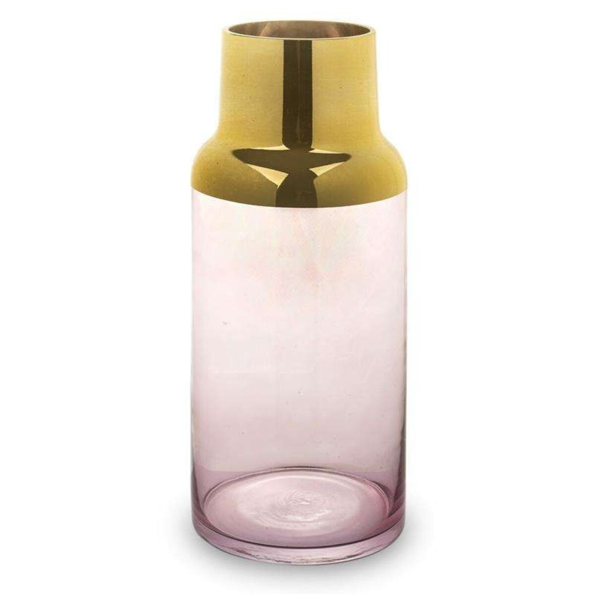 Wazon szklany różowy ze złotem