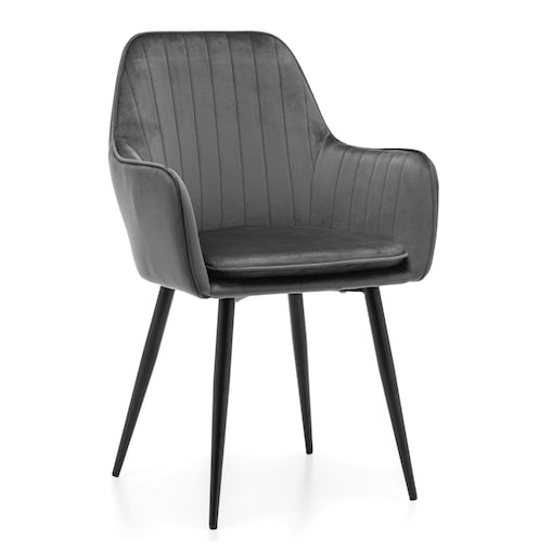 Krzesło tapicerowane EMILIA szare welur salon jadalnia