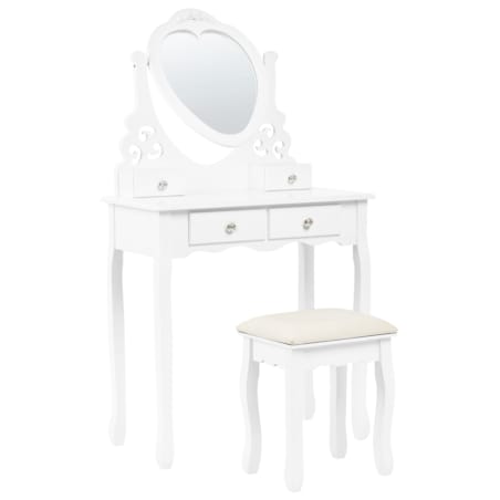Toaletka z lustrem i stołkiem DIVA Biały
