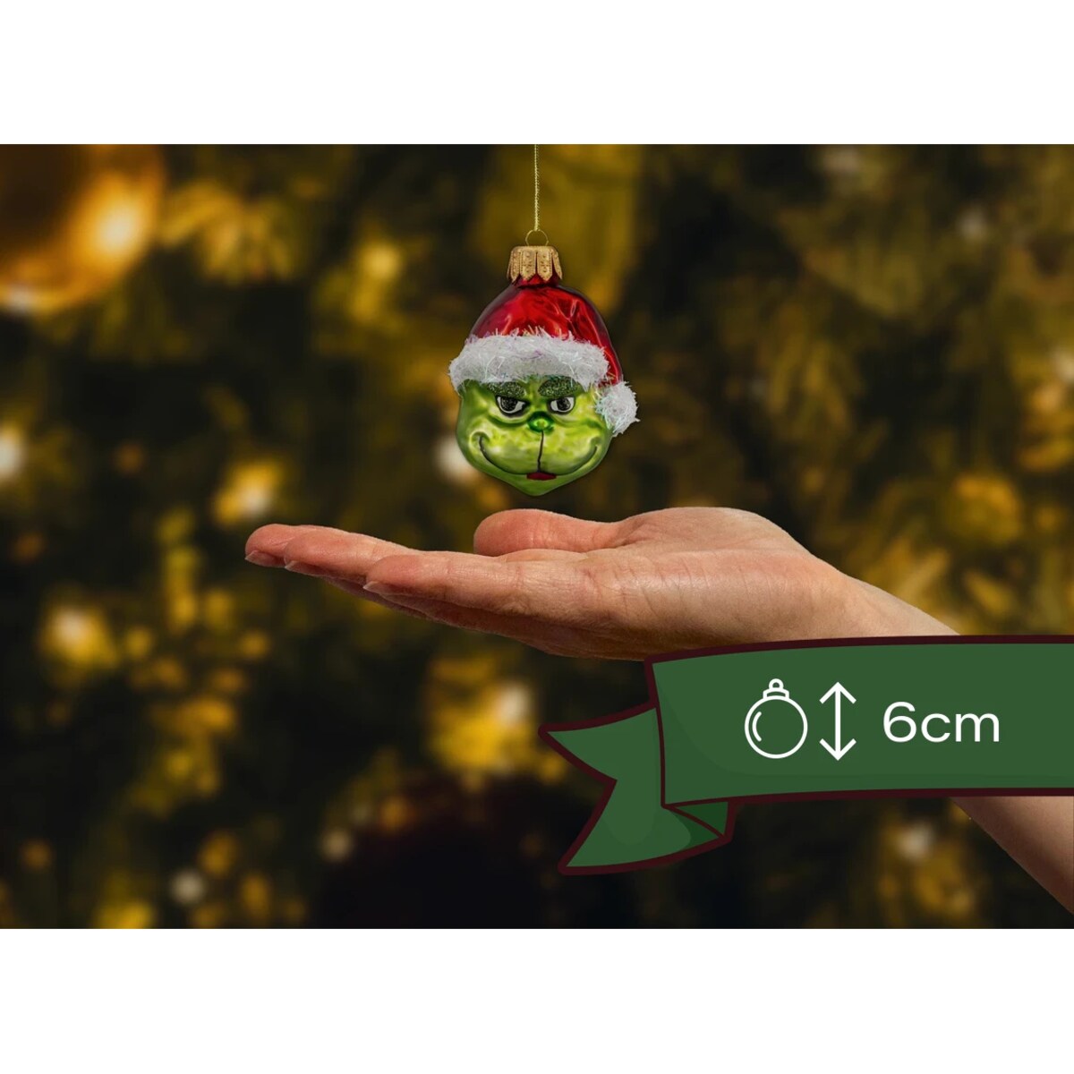 Bombka choinkowa szklana - Mini Grinch w czapce