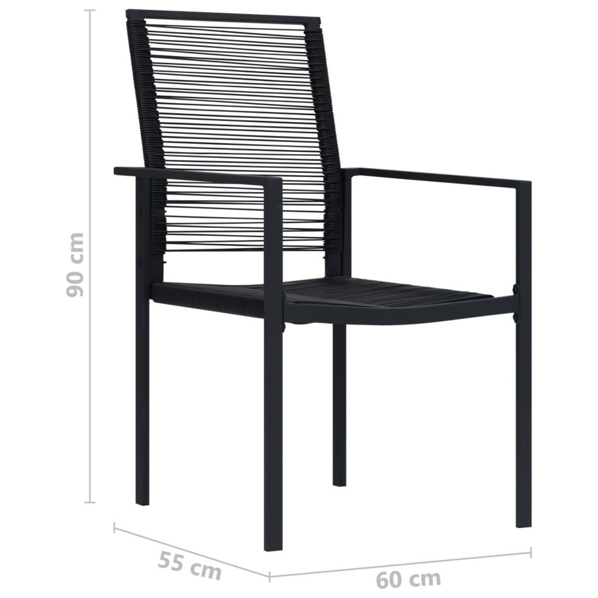 vidaXL Krzesła ogrodowe, 4 szt., rattan PVC, czarne