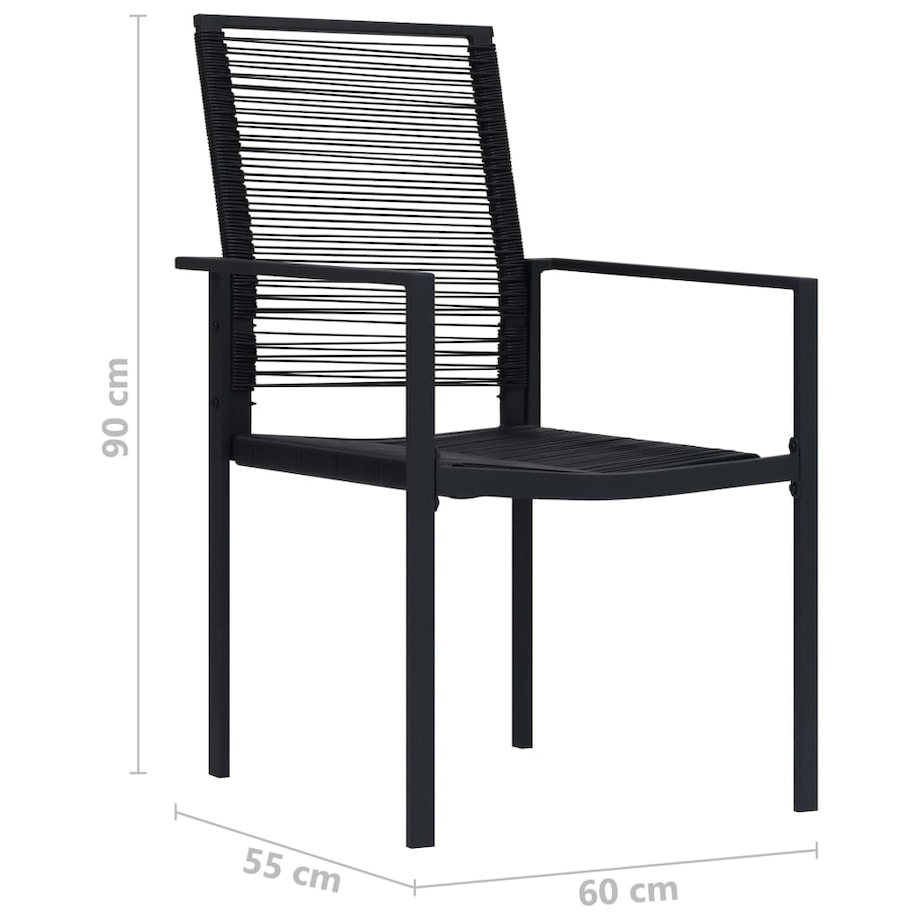 vidaXL Krzesła ogrodowe, 4 szt., rattan PVC, czarne