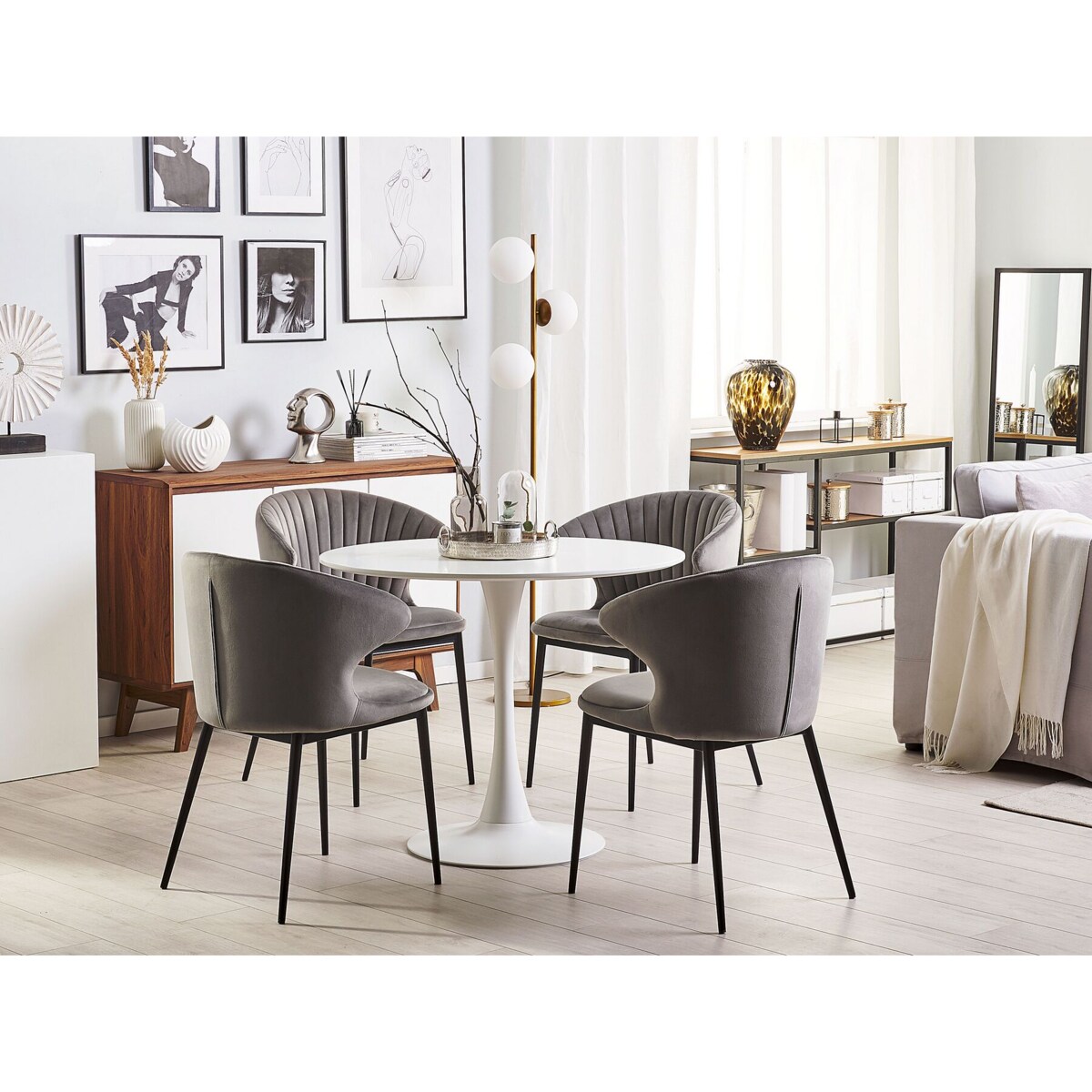 Zestaw 2 krzeseł do jadalni welurowy szary AUGUSTA