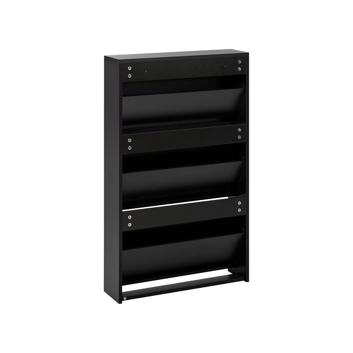 Szafka na buty 3 przegrody lustrzane fronty czarna MIDFIELD