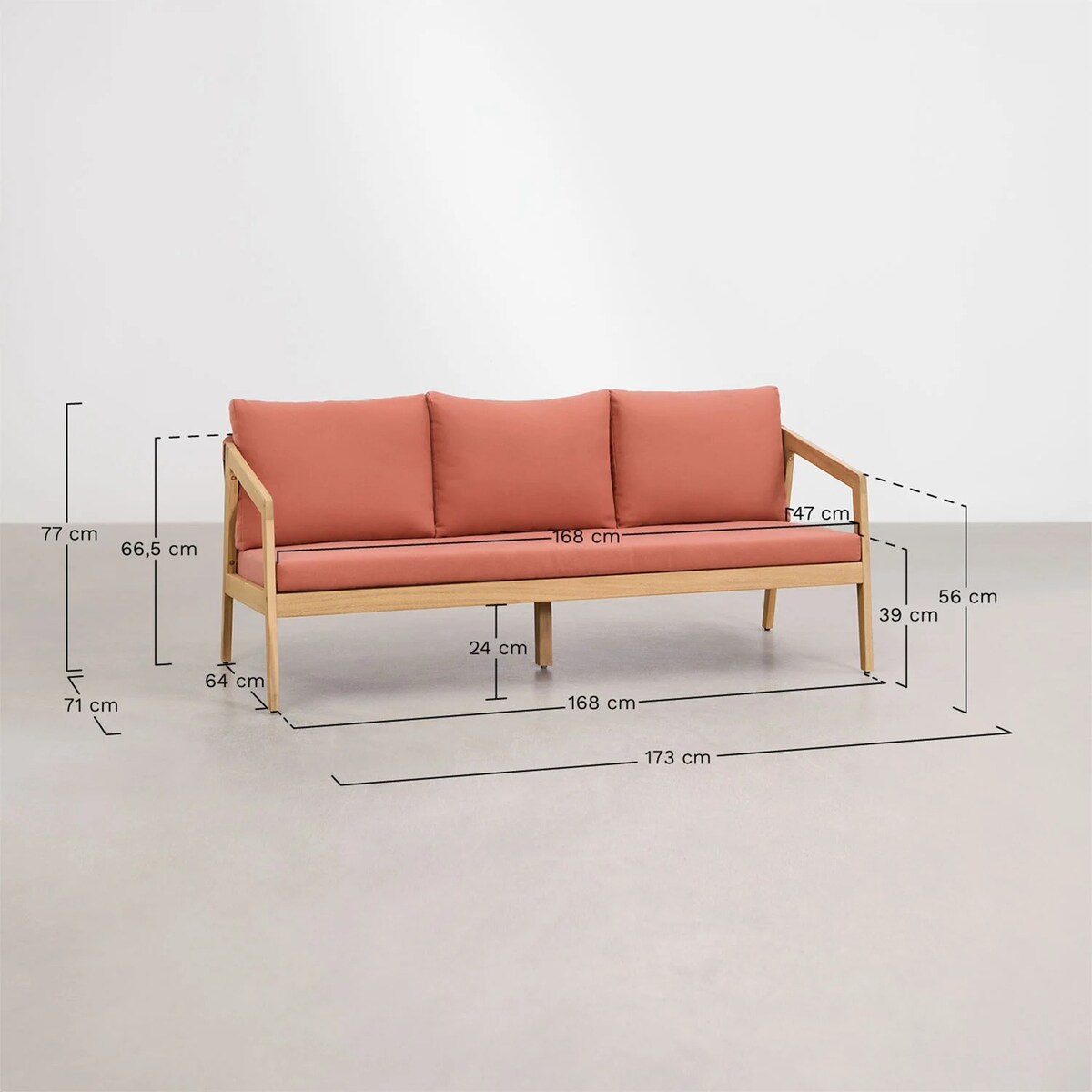 Zestaw ogrodowy: 3-osobowa sofa, 2 fotele i stolik kawowy, akacja i pleciona lina, Kaela