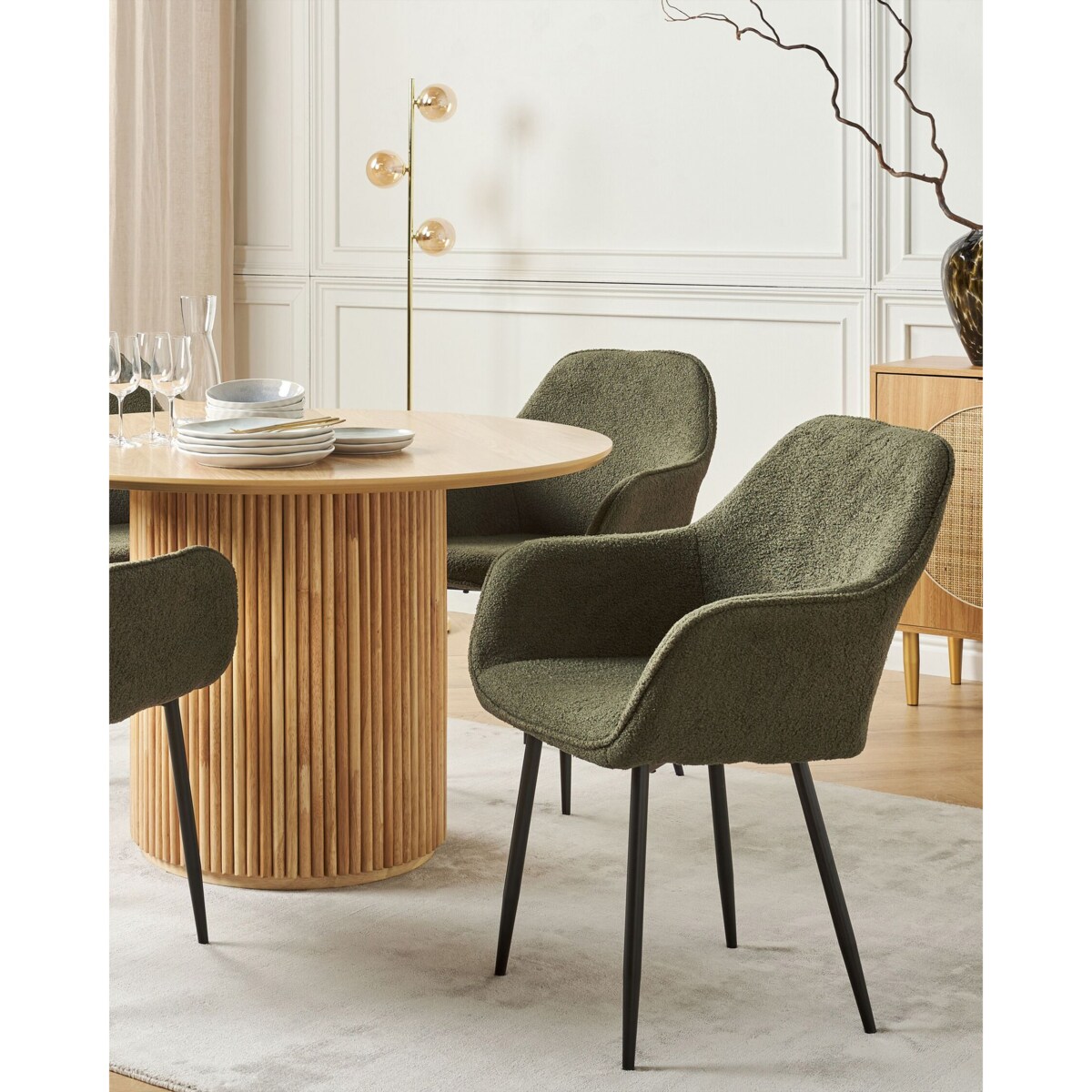 Zestaw 2 krzeseł do jadalni boucle ciemnozielone ALDEN