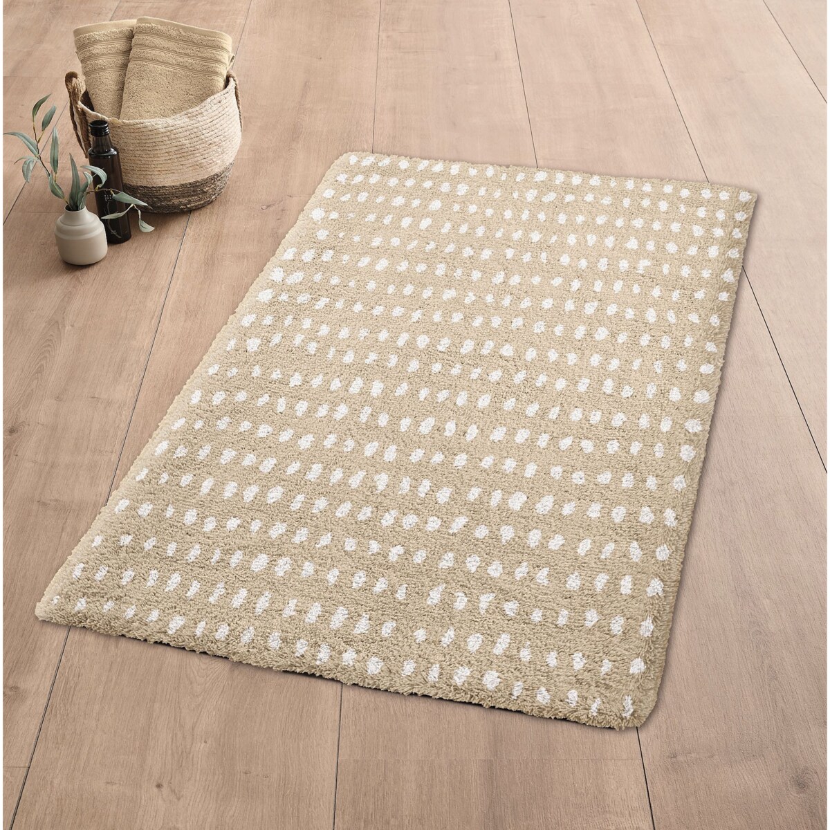 Kleine Wolke Dottino Dywanik łazienkowy 60x90 cm beż macadamia antypoślizgowy supermiękki