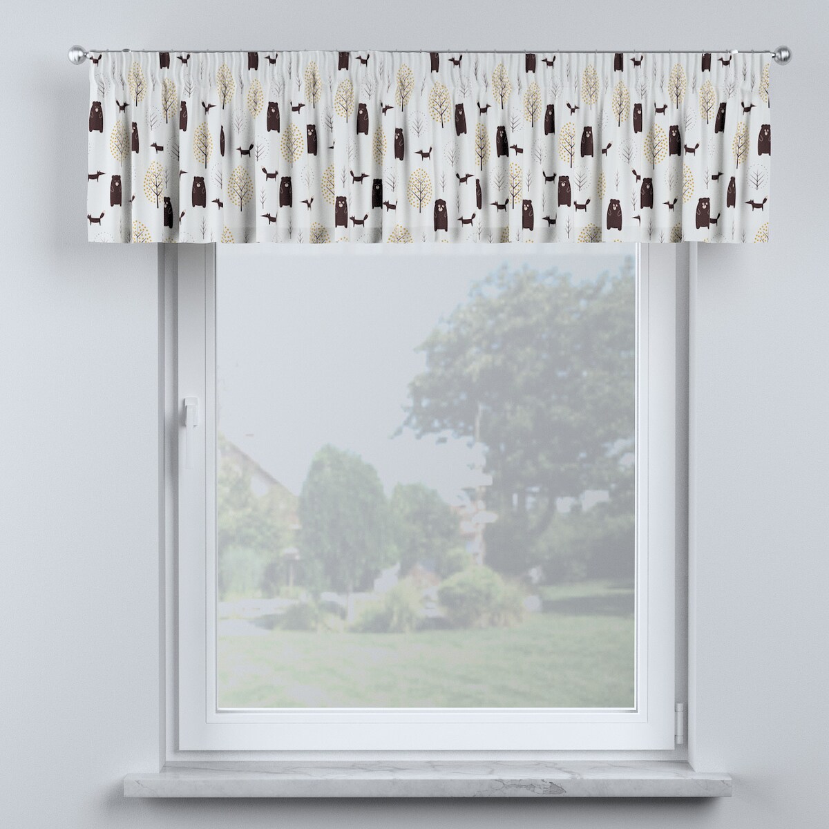 Lambrekin na taśmie marszczącej 390x40 ecru-brązowy