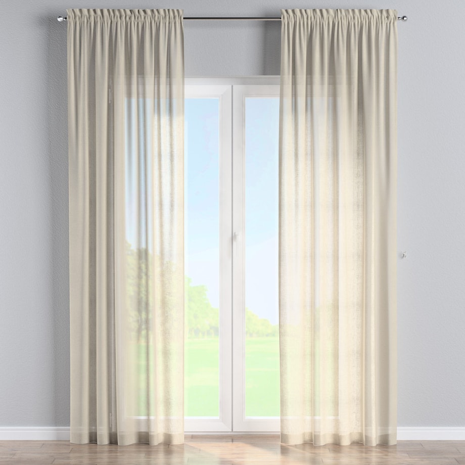 Zasłona na kanale z grzywką 1 szt. 130x260 prześwitujący beżowy
