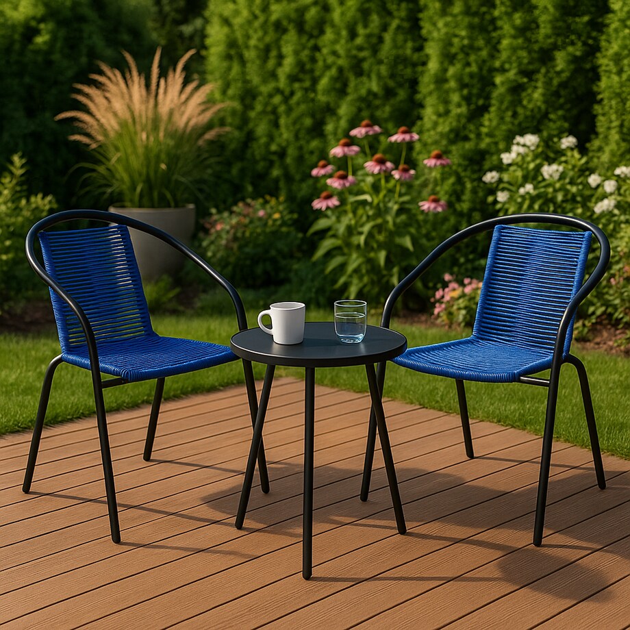 Krzesło ogrodowe plecione BISTRO niebieskie