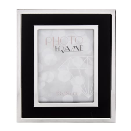 Ramka srebrno-czarna na zdjęcie 27x22 cm SILVINA