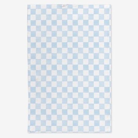 Lniany ręcznik kuchenny - błękitna krata