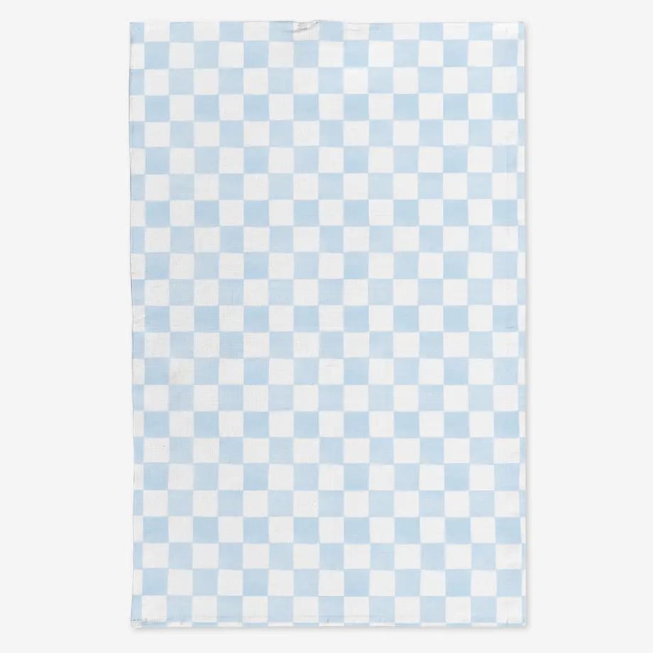 Lniany ręcznik kuchenny - błękitna krata