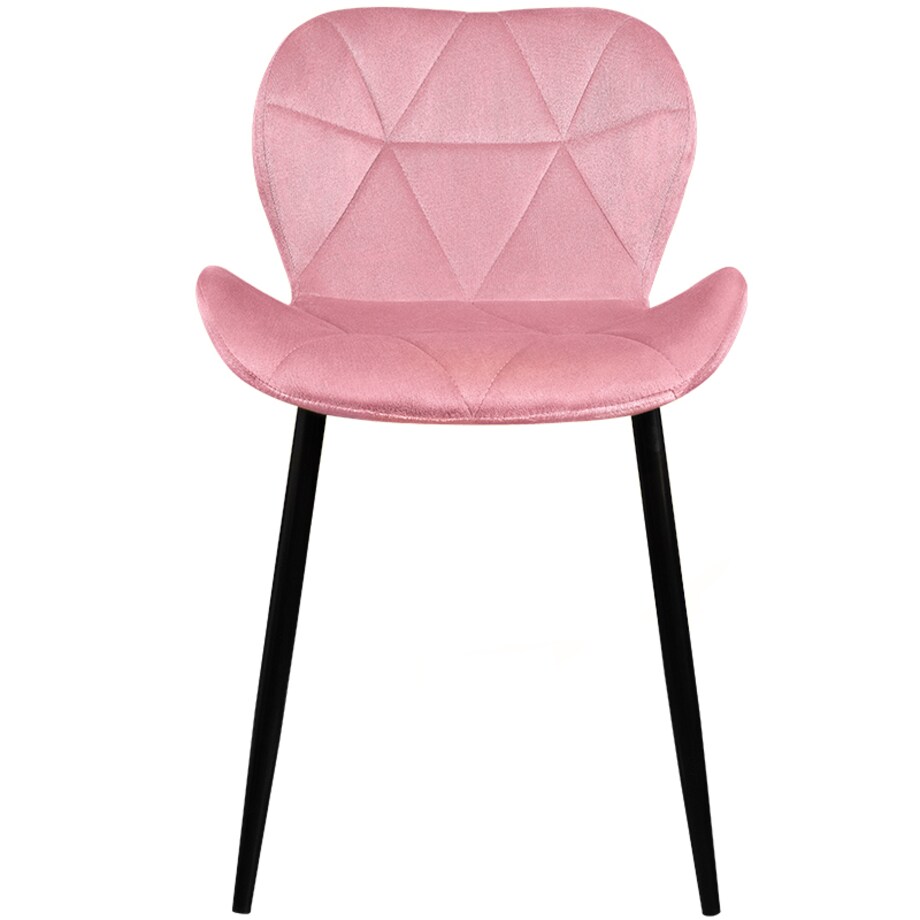 Krzesło tapicerowane welurowe pikowane różowe do salonu jadalni