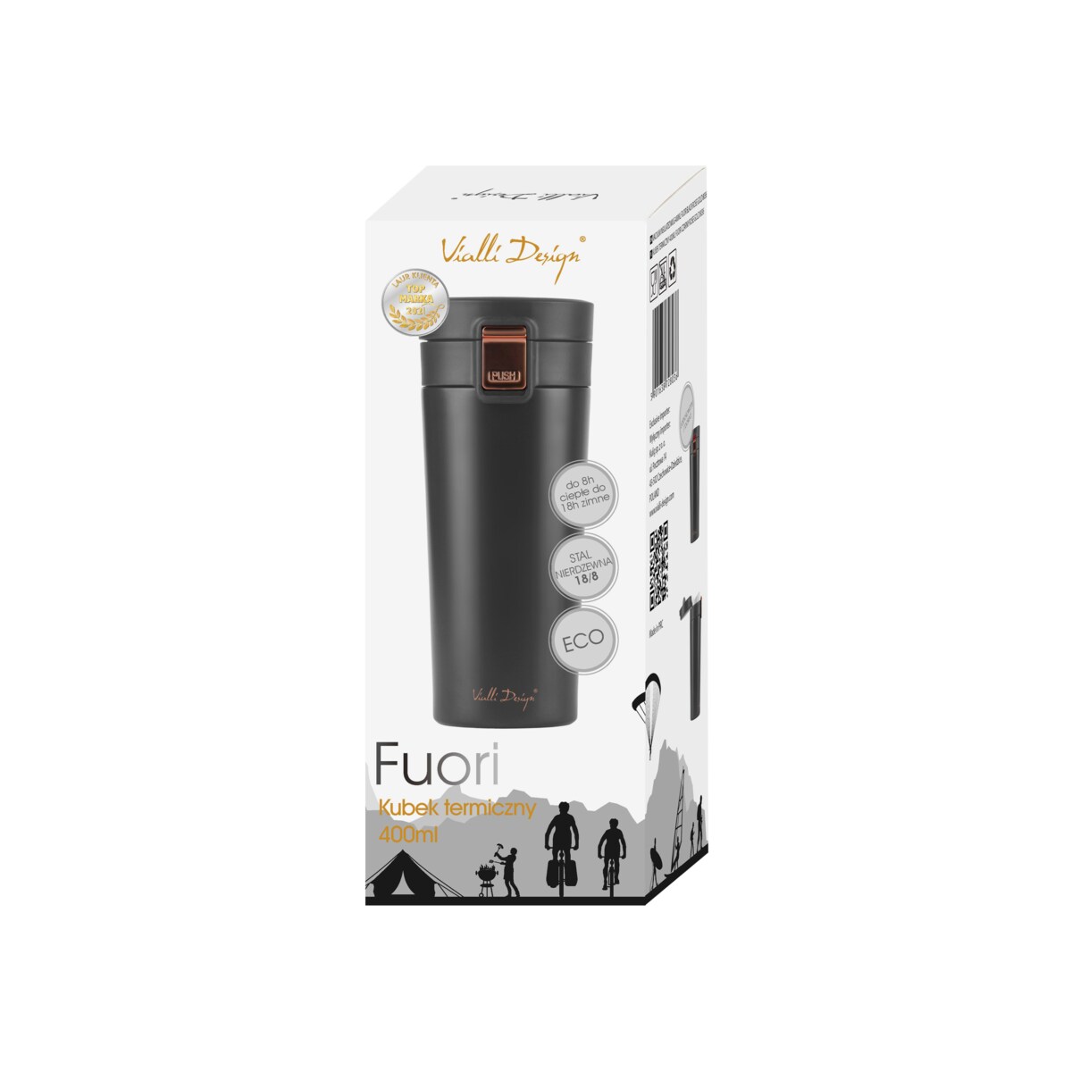 Kubek termiczny 400ml FUORI czarny Rose Gold 28036