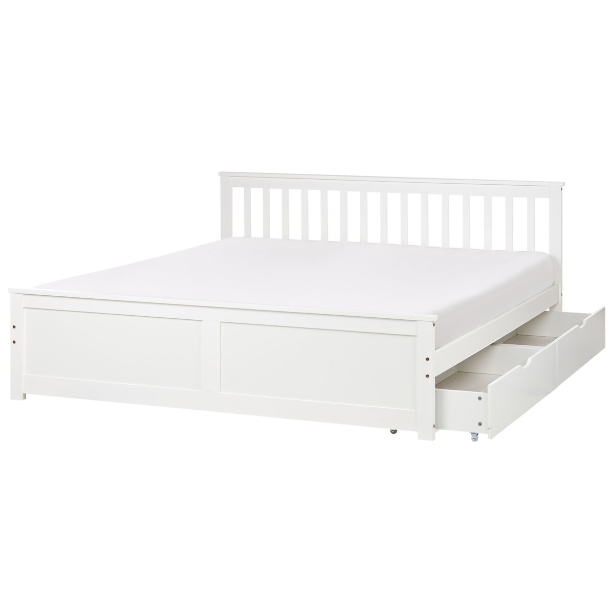 Łóżko ze schowkiem OLENDON 180 x 200 cm Z miejscem do przechowywania Drewno Biały