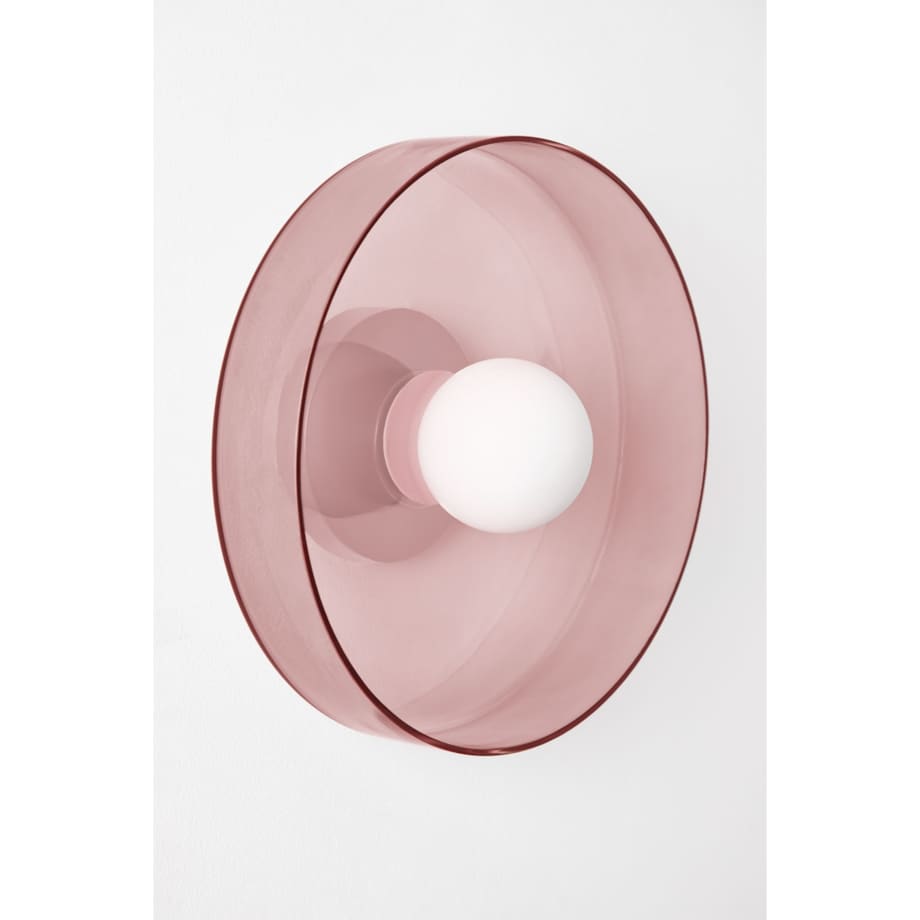 Kinkiet szklany Jaxal różowy Ø35 cm