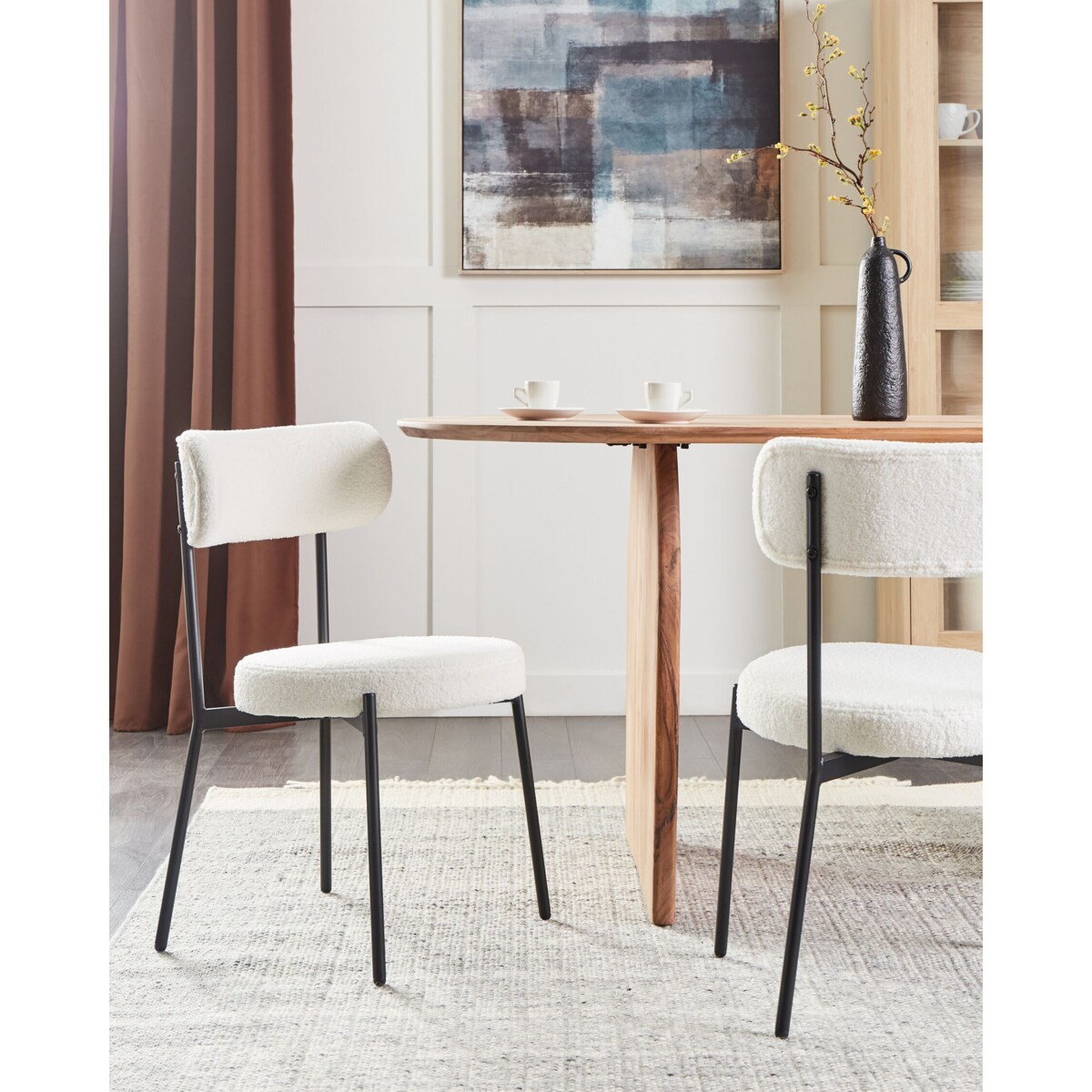 Zestaw 2 krzeseł do jadalni ALLISON Boucle Biały