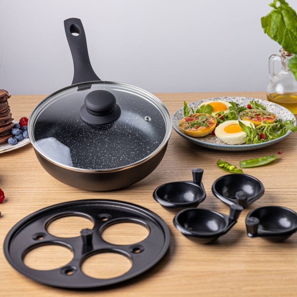 Patelnia Z powłoką marmurową z wkładem do jajek 20cm KINGHOFF