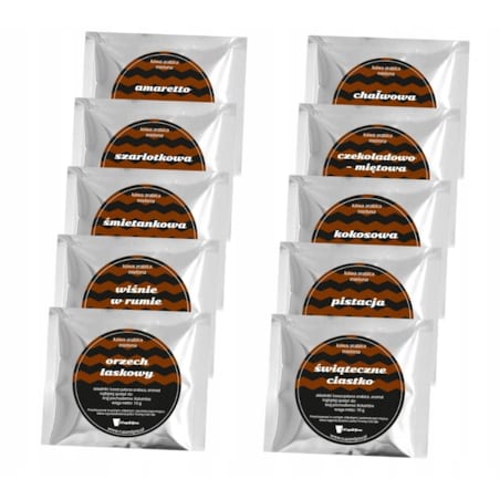 Zestaw kaw aromatyzowanych mielonych HAPPY EASTER mix 10 smaków - prezent upominek box paczka na Wielkanoc Zajączka dla kobiety faceta