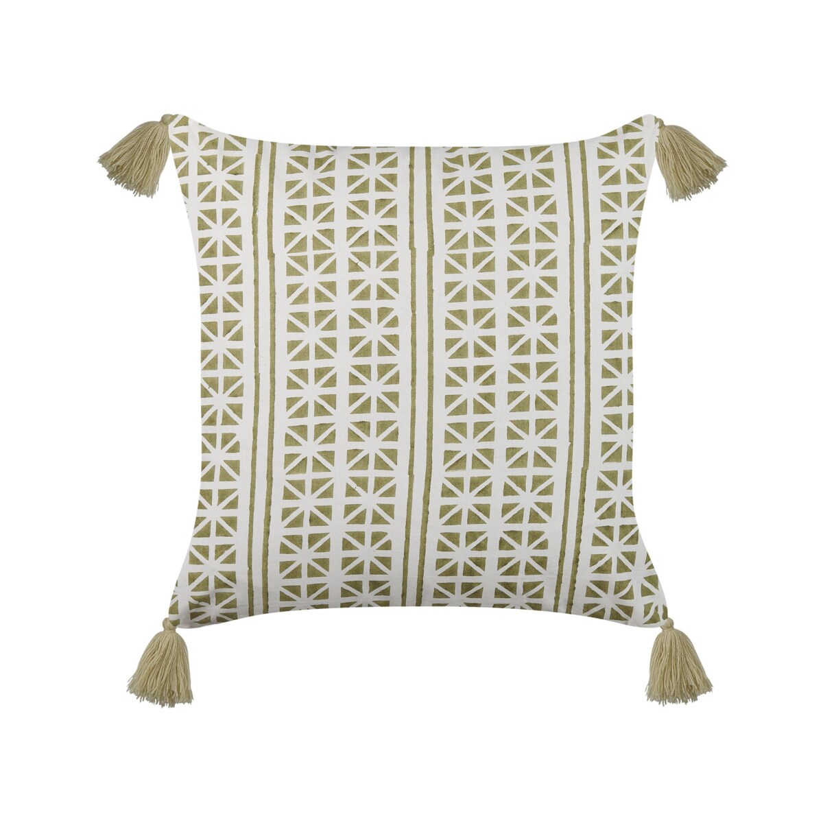 2 bawełniane poduszki dekoracyjne w geometryczny wzór 45 x 45 cm zielone z białym SYRINGA