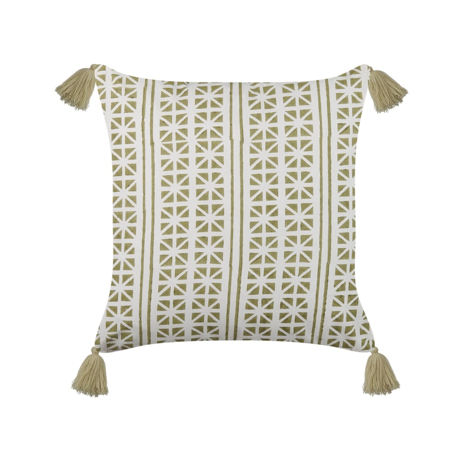 2 bawełniane poduszki dekoracyjne w geometryczny wzór 45 x 45 cm zielone z białym SYRINGA